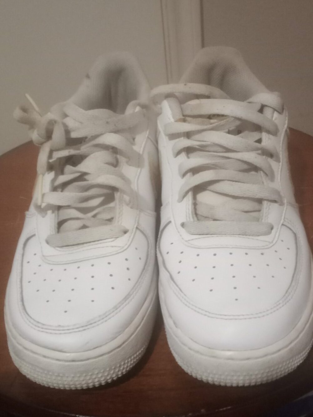 Nike Air Force GS White Leather Digital Swoosh Youth Sneakers CW1577-100 Size 7Y - Picture 5 of 14